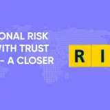 Reputational risk management: "Reputational risk begins with trust erosion - a closer look." The word RISK is spelled out in yellow tiles.