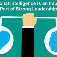 A hand holds a balance, connecting a heart and a brain. This visual story explains why emotional intelligence is important in leadership, blending empathy with intellect.