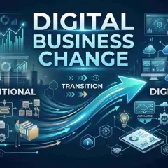 Visualizing the transition from traditional business methods to digital transformation, highlighting corporate digital training.