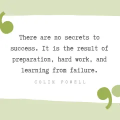 A quote about success, preparation, hard work, and learning from failure, embodying a growth mindset culture.