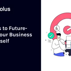 Illustration of a man contemplating a target with an arrow, symbolizing future proofing business strategies and personal growth.