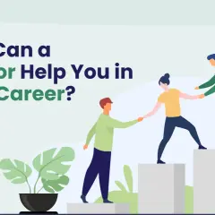 A master mentor helps guide others up the career ladder, as shown by people helping each other ascend steps.