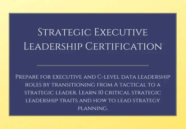 Strategic Executive Leadership Certification: Prepare for executive roles by becoming a strategic leader. Learn critical leadership traits.