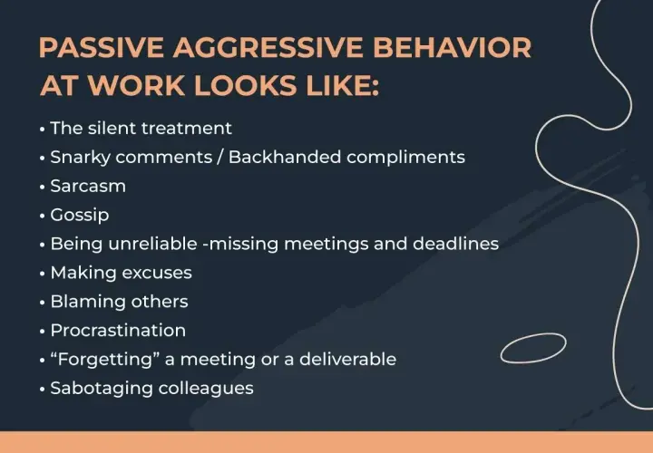 Learn how to deal with passive aggressive coworkers by recognizing behaviors like sarcasm, gossip, and sabotage.