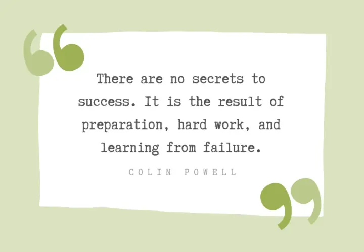 A quote about success, preparation, hard work, and learning from failure, embodying a growth mindset culture.