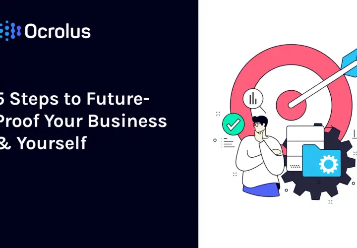 Illustration of a man contemplating a target with an arrow, symbolizing future proofing business strategies and personal growth.