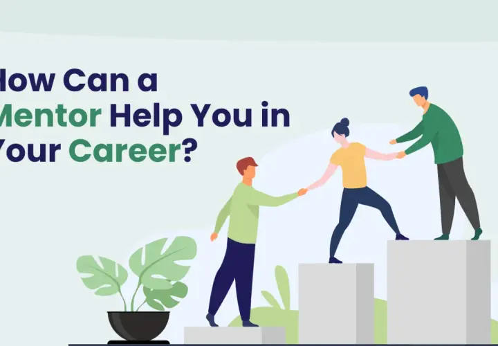 A master mentor helps guide others up the career ladder, as shown by people helping each other ascend steps.
