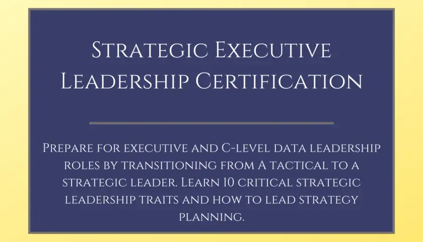 Strategic Executive Leadership Certification: Prepare for executive roles by becoming a strategic leader. Learn critical leadership traits.