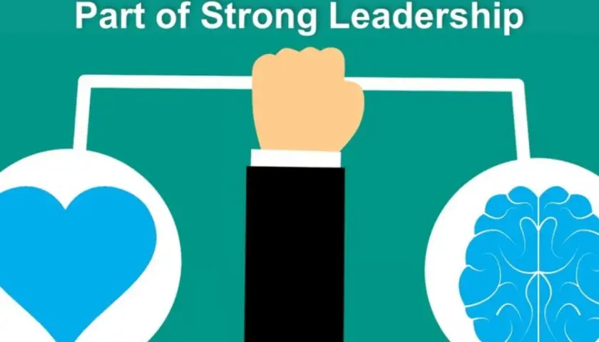 A hand holds a balance, connecting a heart and a brain. This visual story explains why emotional intelligence is important in leadership, blending empathy with intellect.