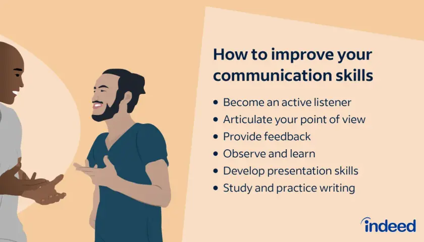 Two men converse, illustrating how to improve communication skills. Remember to seek first to understand, then to be understood.