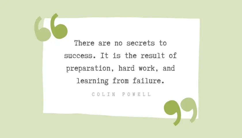 A quote about success, preparation, hard work, and learning from failure, embodying a growth mindset culture.