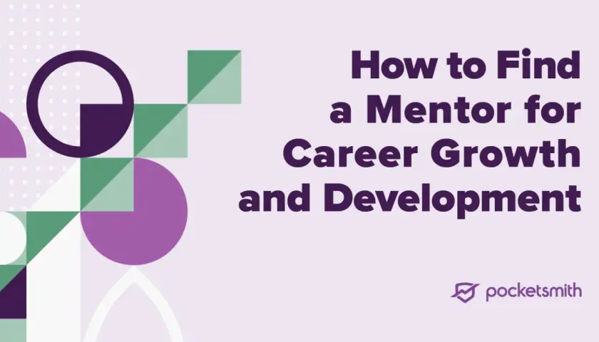 Learn how to find a career mentor for your growth and development. This graphic features abstract shapes and the title "How to Find a Mentor for Career Growth and Development.