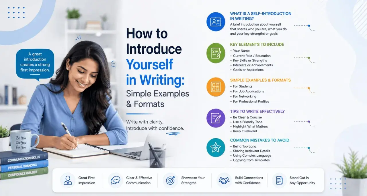 Learn how to introduce yourself in writing with this guide. It covers key elements, examples, and tips for a strong first impression.