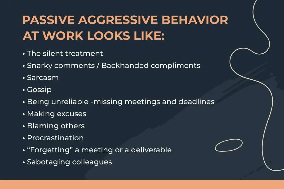 Learn how to deal with passive aggressive coworkers by recognizing behaviors like sarcasm, gossip, and sabotage.
