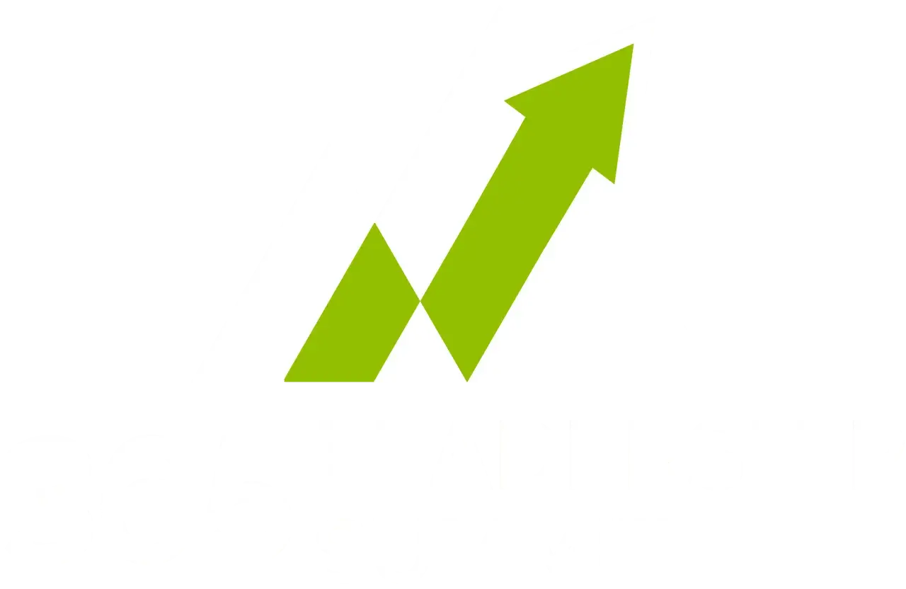 Logo for 365 Leadership Summit, featuring white mountain peaks with a green upward arrow, symbolizing growth and progress.
